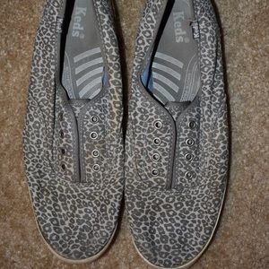 Gray cheetah print Keds
